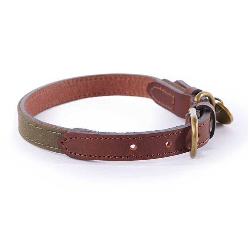 Le Chameau Waxed Leather Dog Collar Green